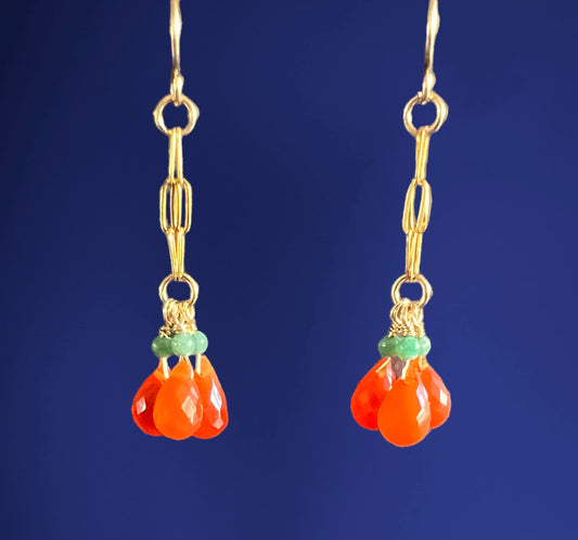 Confidence - Carnelian flower with green jade