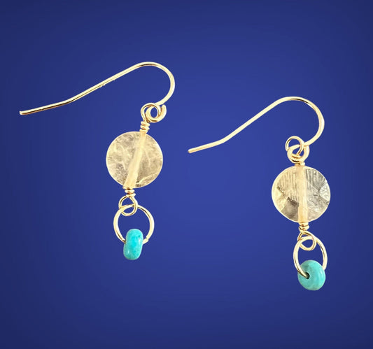 Confidence - Citrine Coin and Turquoise Dangle earrings